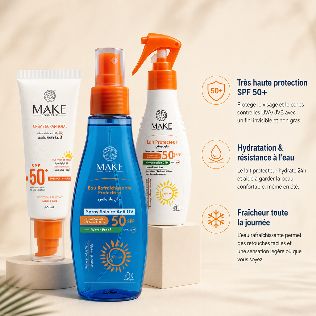 Pack Protection++ – Crème SPF 50+ + Spray SPF 50 + Lait Protecteur SPF 50+
