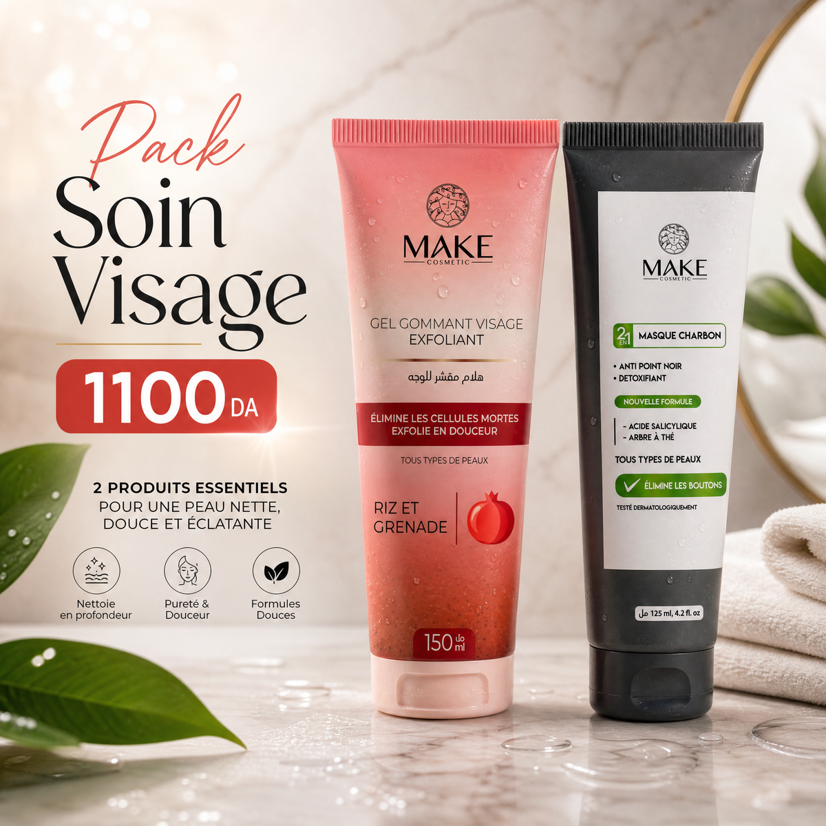 Pack Soin Visage – 1 Masque + 1 Gommage au choix